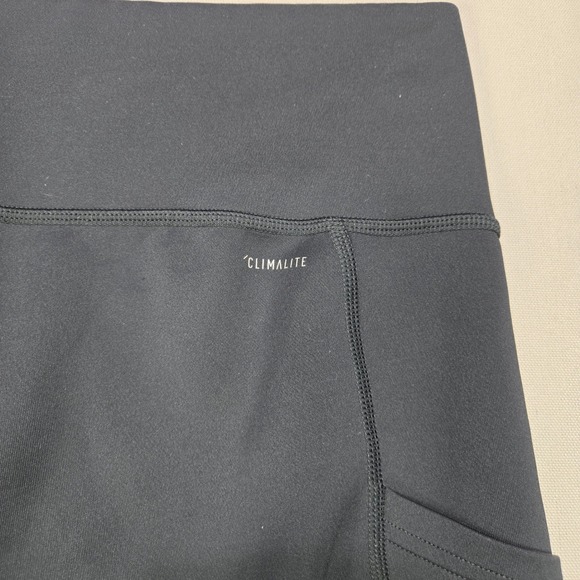 Adidas Womens Leggings Black CLIMALITE Athletic 3 Stripe Pockets Size M - Picture 4 of 11